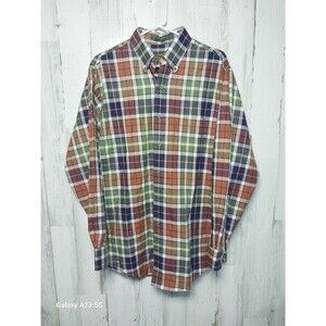 Orvis Long Sleeve Ccotton Wool Blend Plaid Button Down Shirt Size Medium